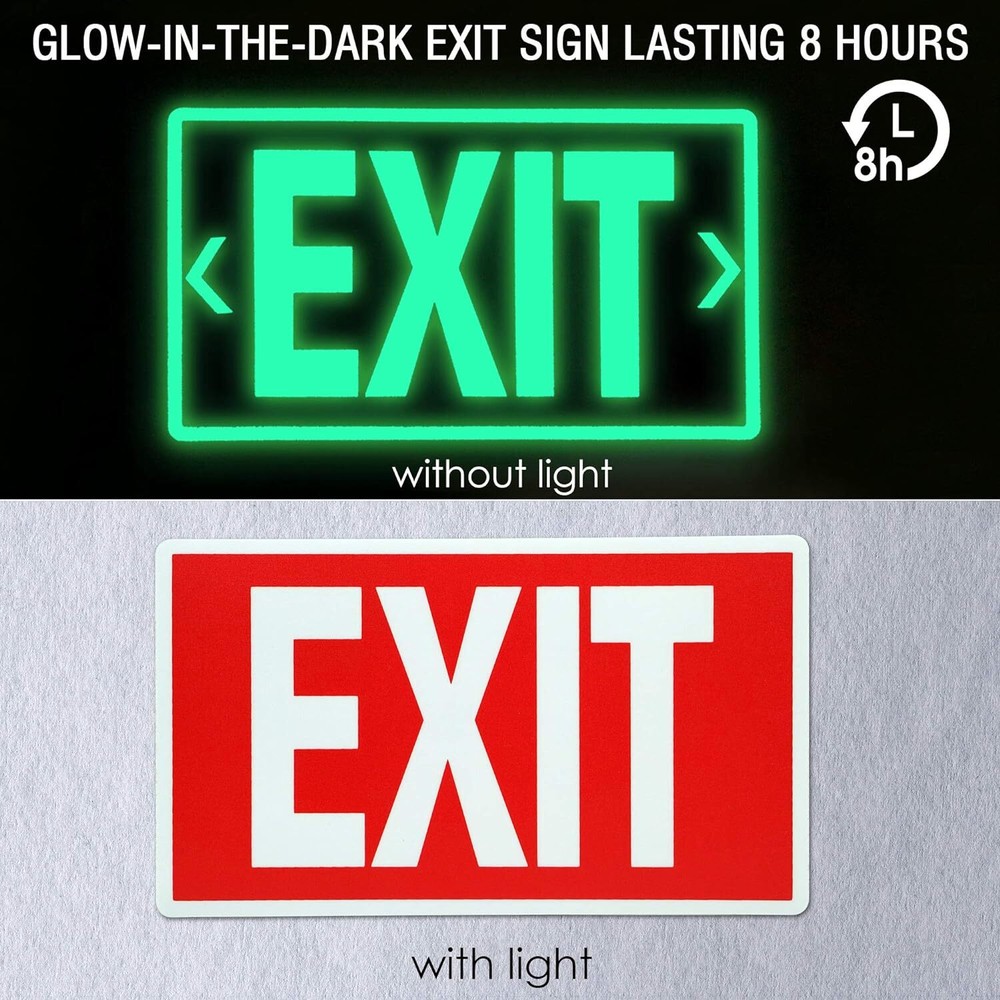 EXIT Signs Glow In The Dark EXIT Decals 3 Pack 12"x7" EXIT Photoluminescent Sign