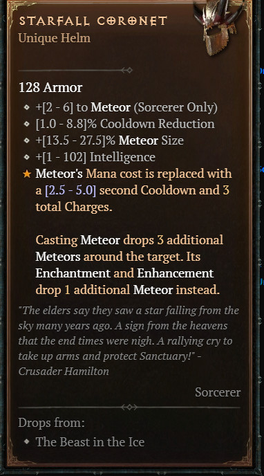 DIABLO 4🔥NEW SEASON🔥‍‍‍‍‍‍Unique Items‍ ‍‍‍‍‍‍‍‍Starfall Coronet