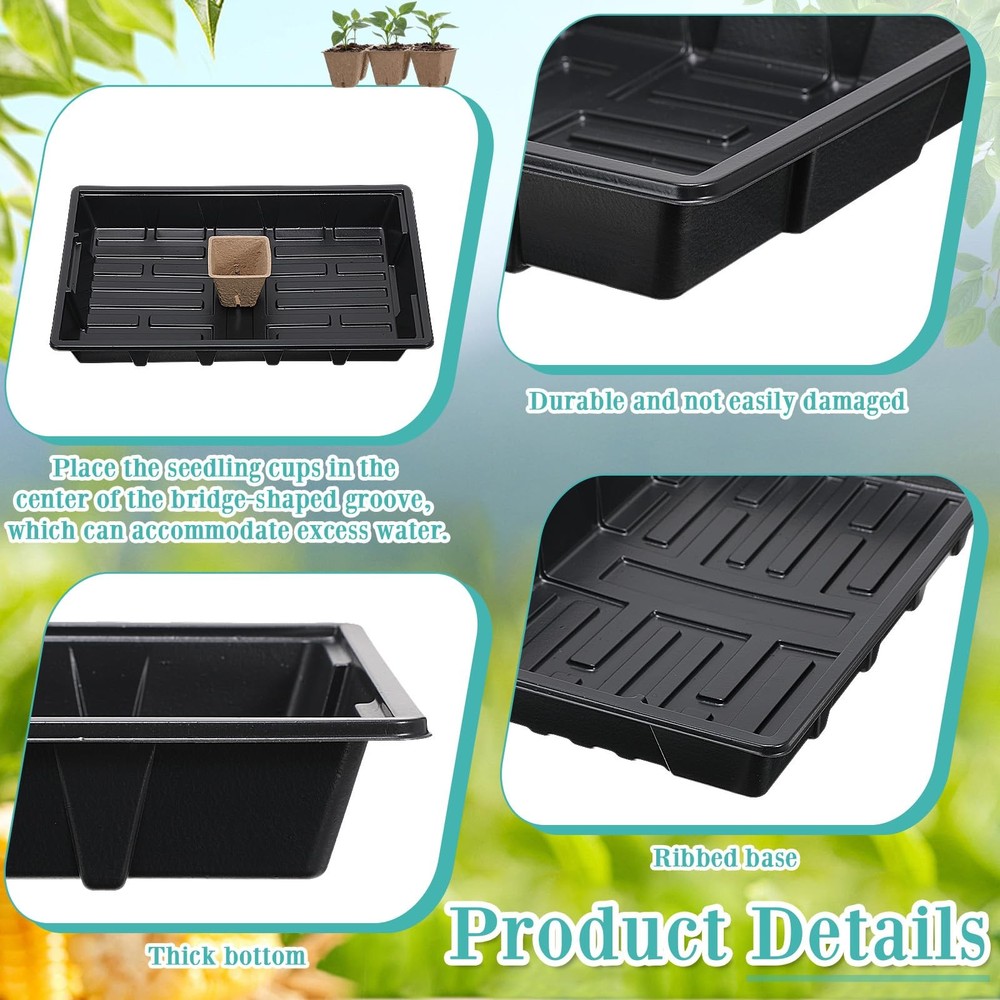 8 Sets Seed Starter Tray Kit Including 120 Peat Pots for Seedlings 8 Plastic ...