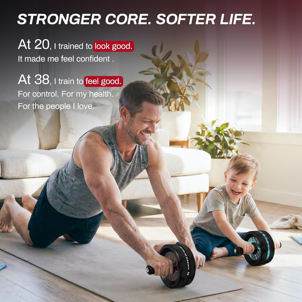 Ab Roller Wheel, Abs & Core Workout Equipment for Home Gym with Knee Pad Accesso