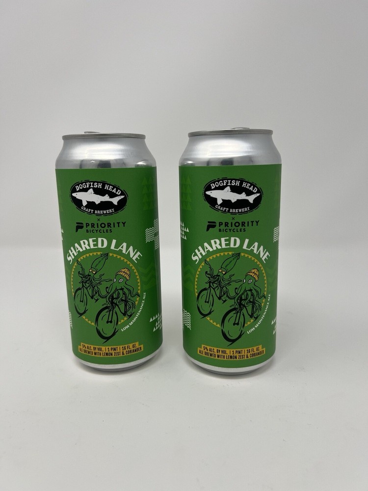 Empty Beer Cans TWO Dogfish Head x Priority Bicycles Shared Lane Ale Craft
