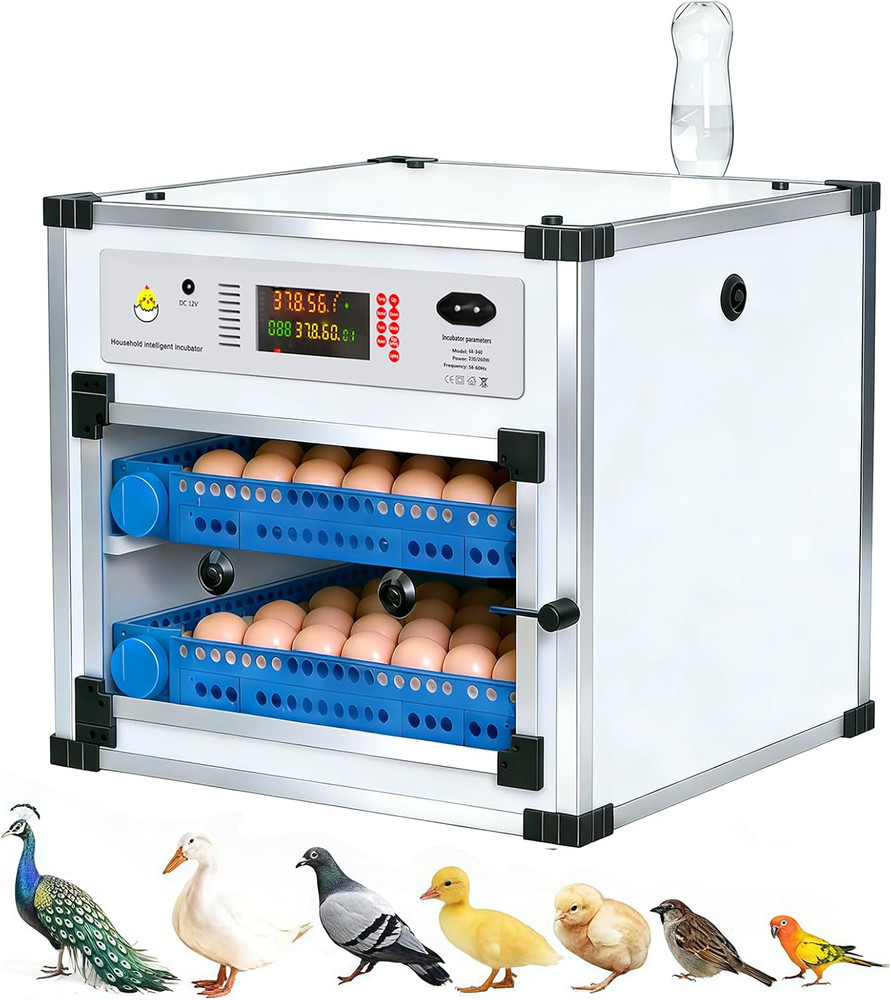 136 Eggs Automatic Egg Incubator with Auto Turner, Digital Temperature Humidity