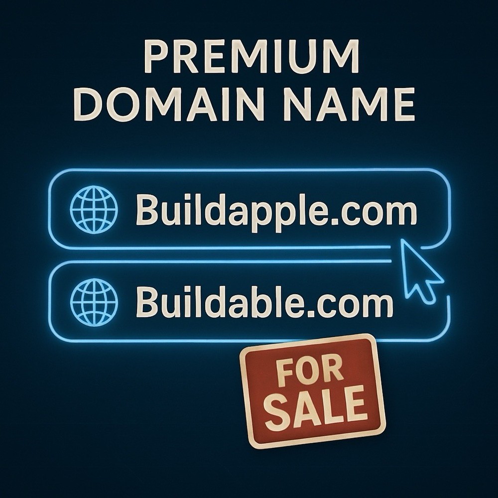Buildapple.com & Buildable.com 2 Premium Domain Names For Sale.