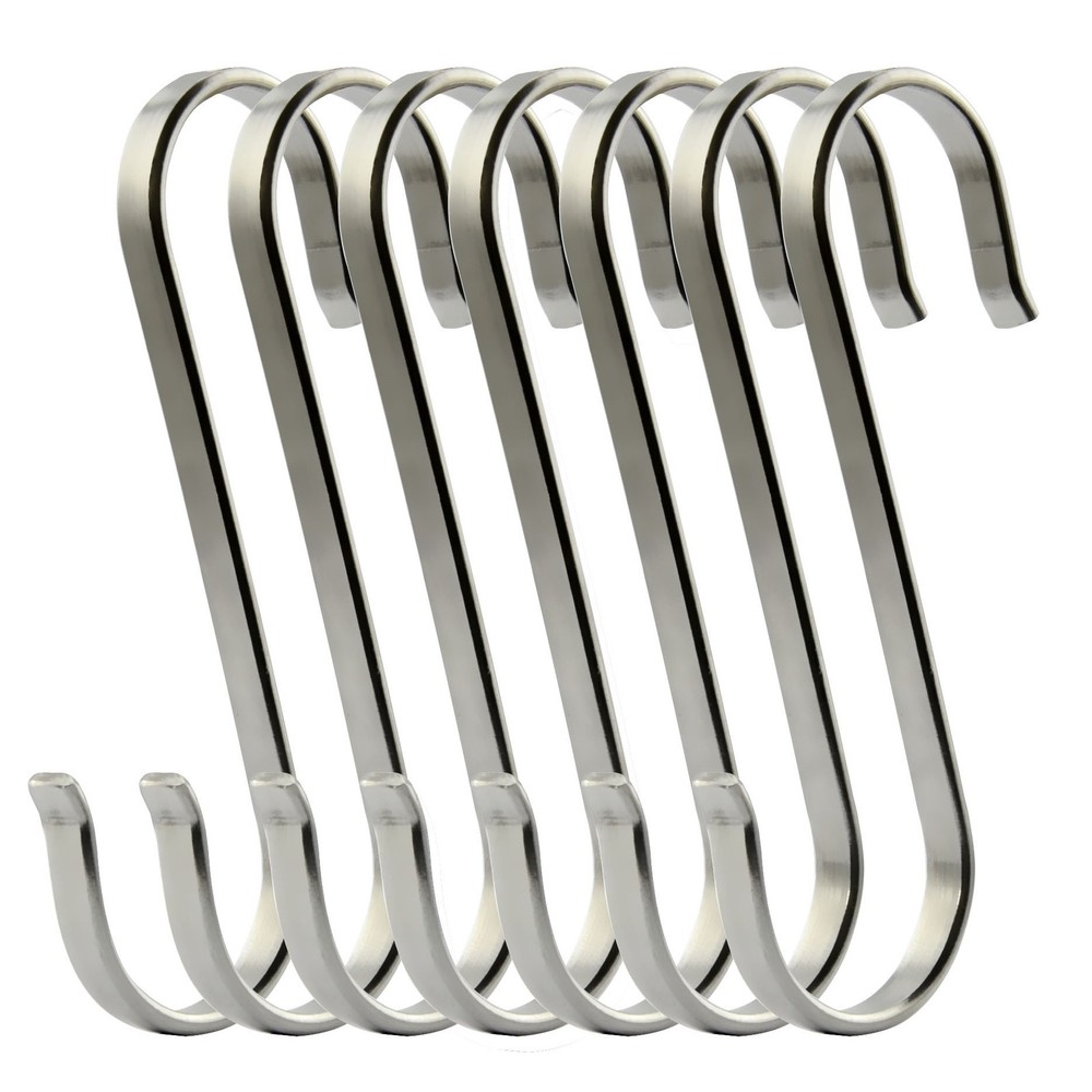 RuiLing 6-Pack Size X-Large Flat S Hooks Heavy-Duty Genuine XL/Flat, Silver