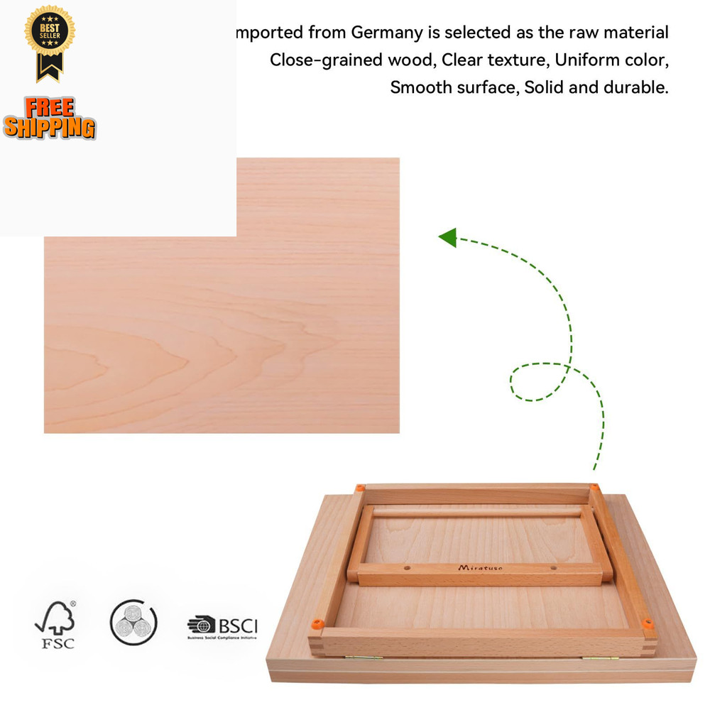 Tabletop Easel A3 Painting with Smooth Surface, Adjustable Angle Wood