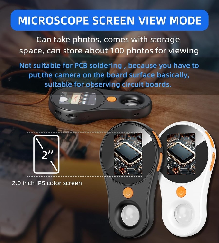 Portable Handheld Microscope - 200W HD Camera, 500x Magnification & Rechargeable