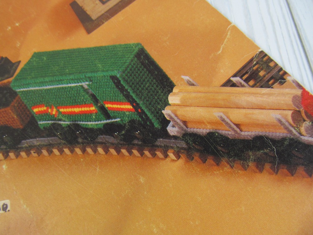 Plastic Canvas Train Pattern Book Engine Coal Passenger Box Car Caboose Vtg Q5