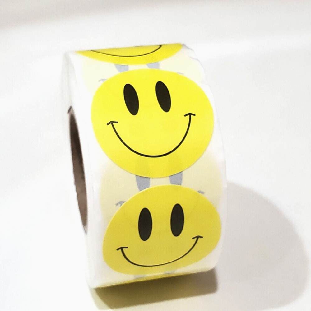 500-pcs/Roll Smiley Face Stickers 1"
