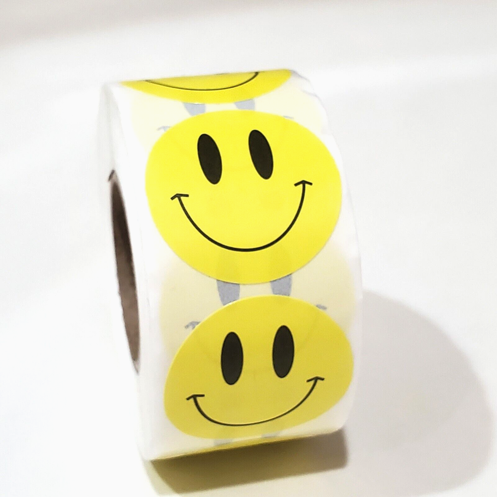 500-pcs/Roll Smiley Face Stickers 1"