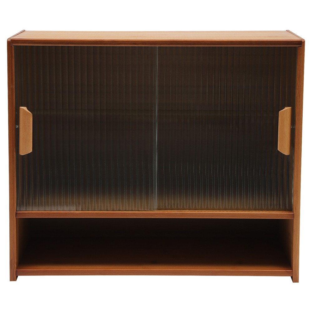 Small Bamboo Kitchen Pantry Sideboard with Sliding Doors and Ample Storage