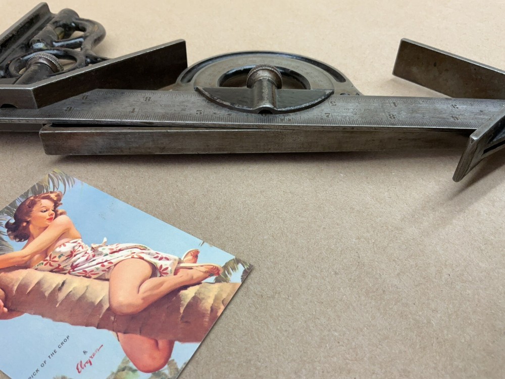 Union Combination Square Protractor Center Finder & Blade - Pro Vintage Tool