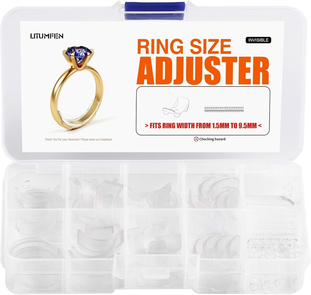 60-Pack Ring Size Adjuster and Ring Guard - 10 Sizes for Men & Women