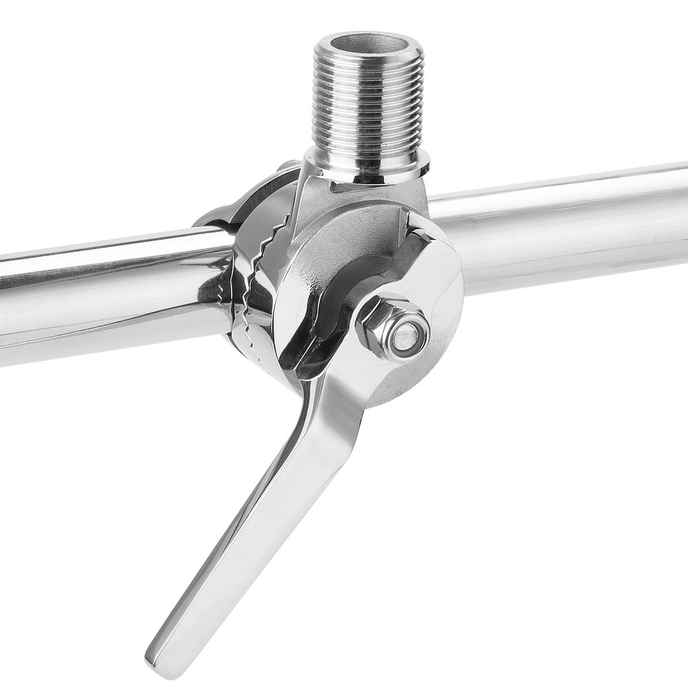 Marine VHF Antenna Mounts, Rail Mount Adjustable Base, Ratchet Silver