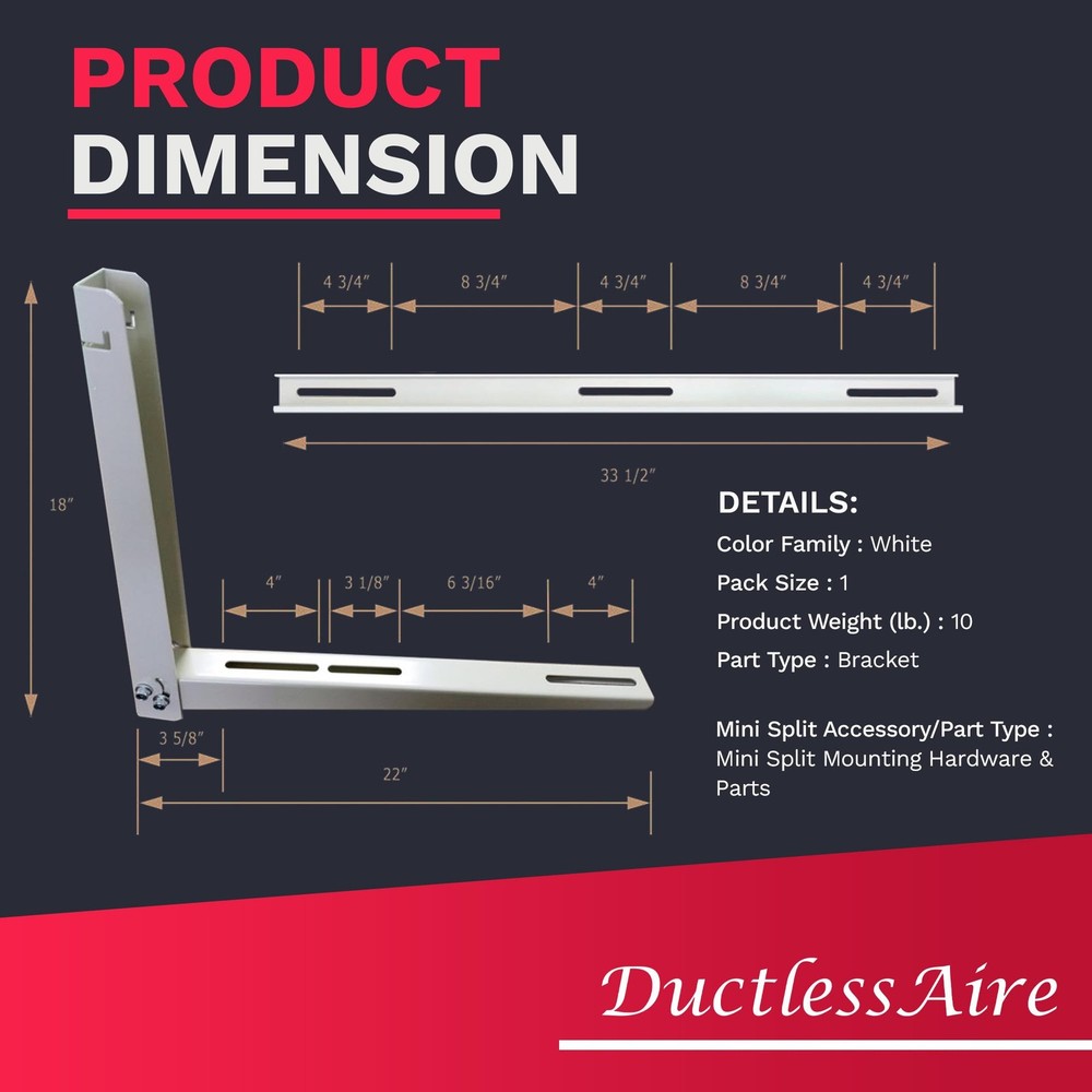 Outdoor Wall Bracket - Mini Split Mounting Bracket - Ductless Air Conditioner...