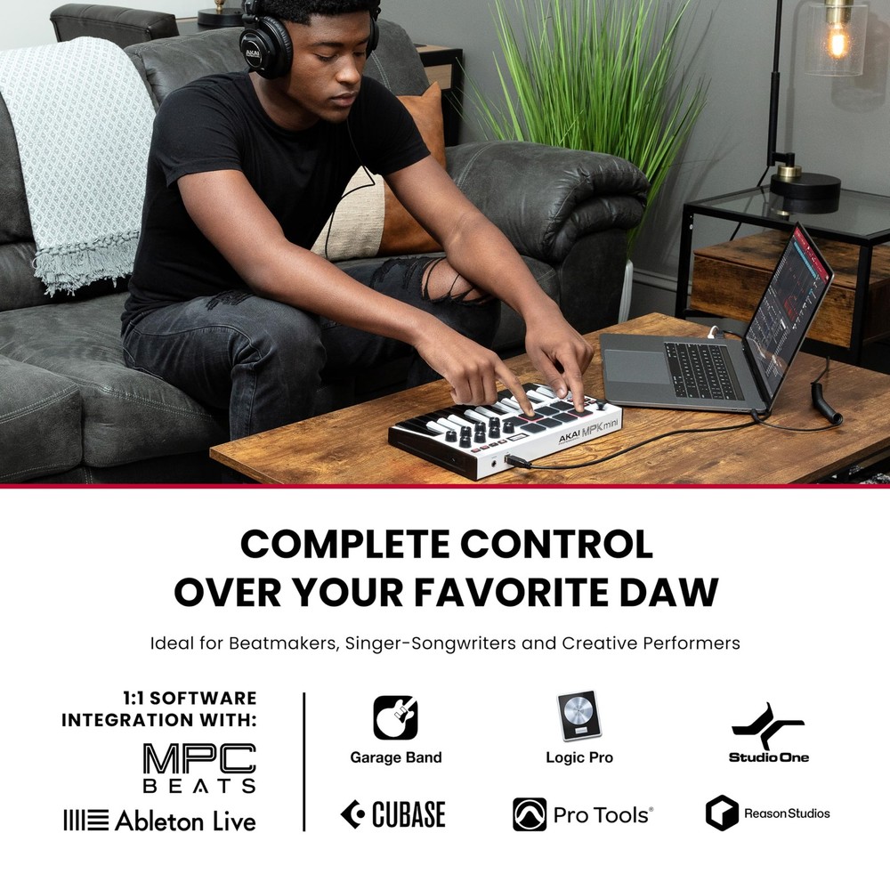 MPK Mini MK3 USB MIDI Keyboard: 25 Keys, 8 Pads, 8 Knobs, Software, NKS Integ...