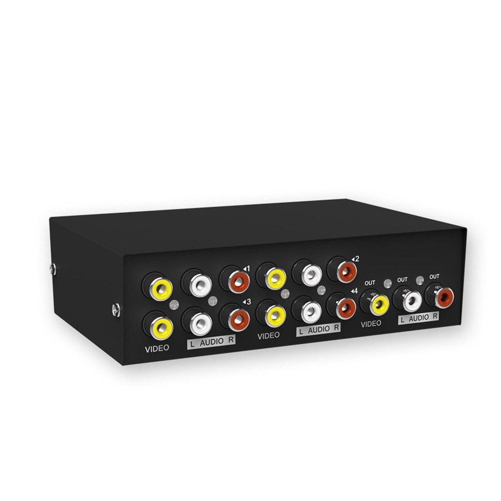 RCA Composite Video Audio AV 4-Way Switch Selector Switcher Splitter Box 4-Port