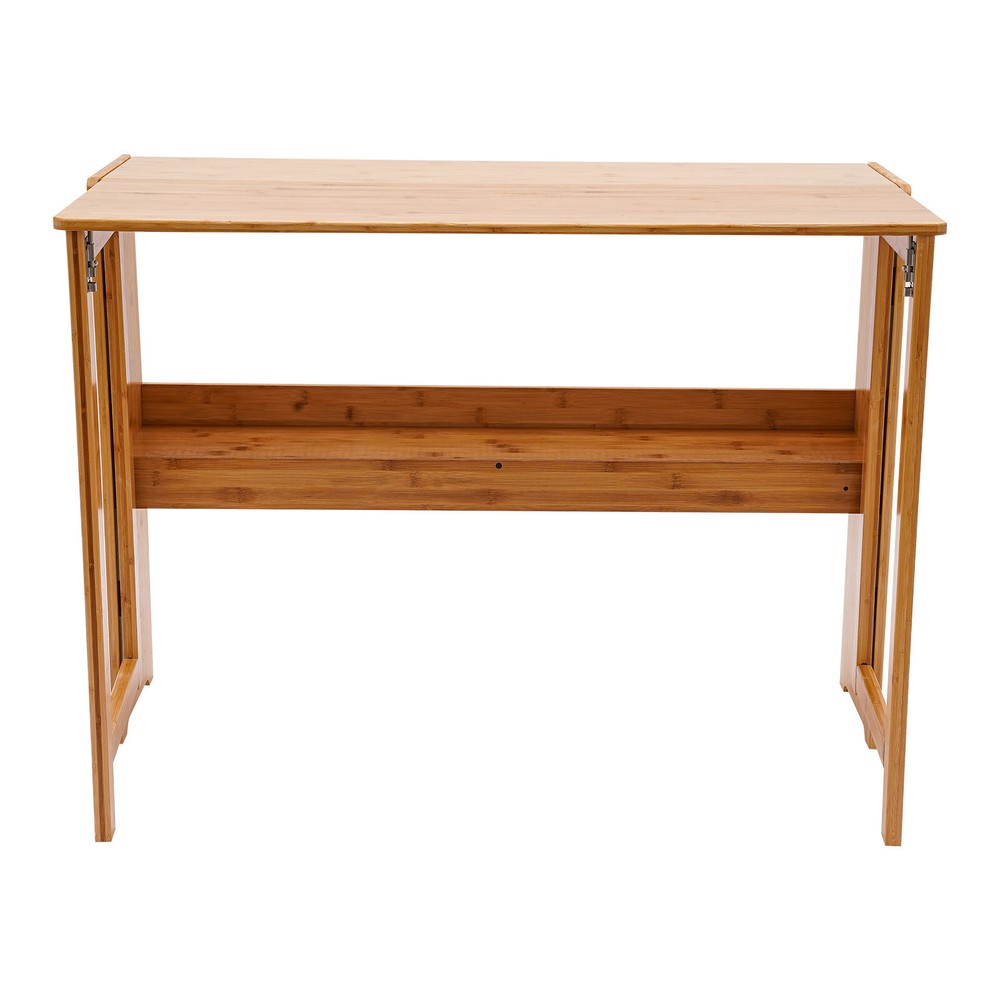 Folding Computer Desk, Modern Writing Table &Storage Shelf Home Office Work Desk