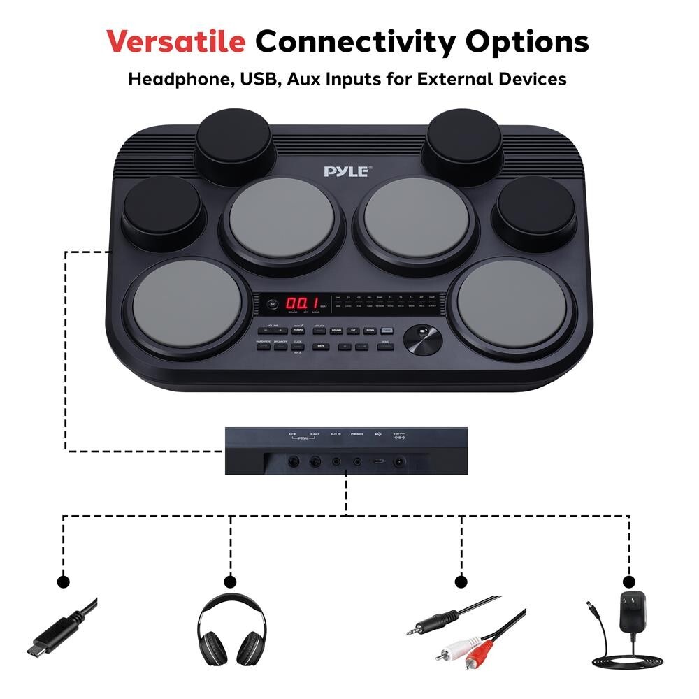 Pyle Electronic Table Digital Drum Kit Top w/ 8 Pad Digital Drum Kit