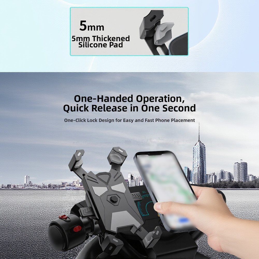 Handlebar Phone Holder for Bikes Shock Resistant Stable Navigation Mount