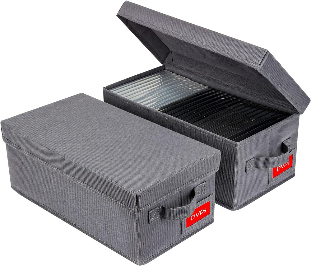 Upgrades DVD Storage Box - Perfect DVD Case Storage Solution, Stackable DVD Orga