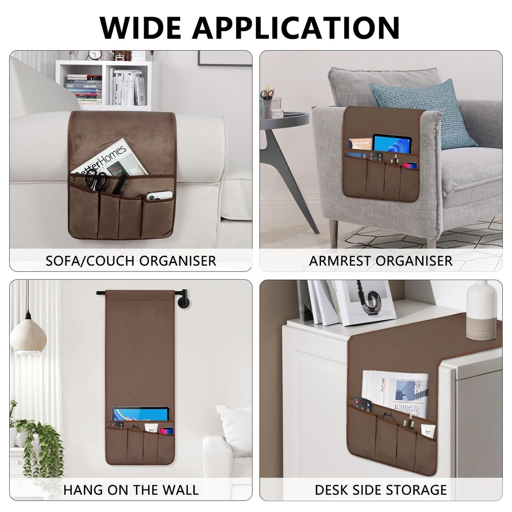 Armchair Couch Caddy Organizer - Remote Control Holder Sofa Bed Storage Pockets