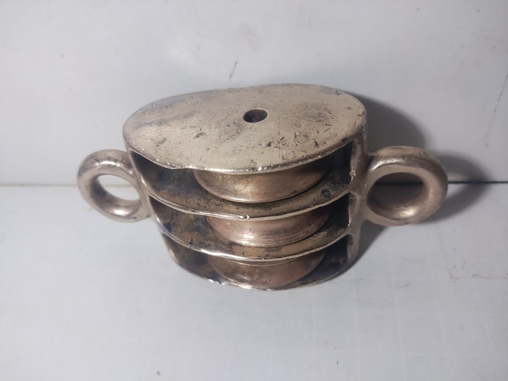 Antique Heavy Solid Brass Nautical Rigging Pulley