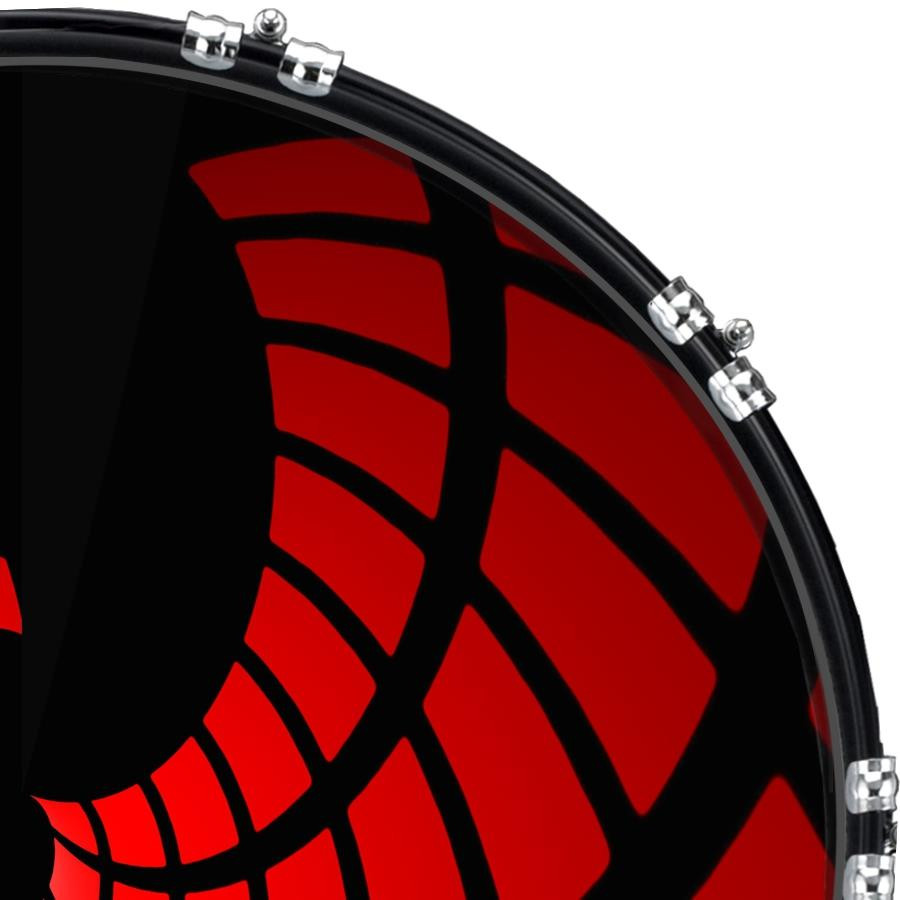 20" Custom Bass Kick Drum Front Head Graphical Graphic Red Black Effect