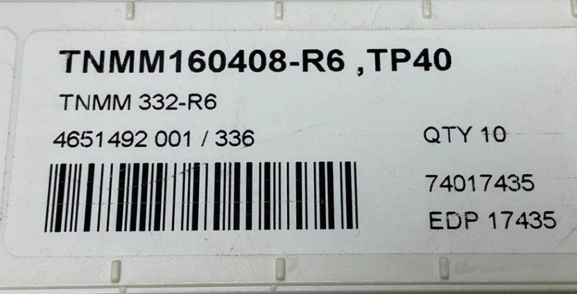 10 PCS  ORIGINAL  INSERTS      TNMM160408-R6 TP40