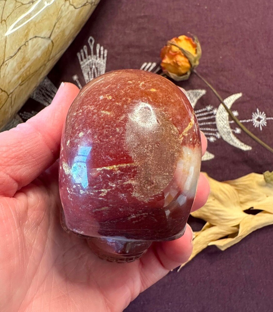 Red Jasper Crystal Skull Carving, All Natural