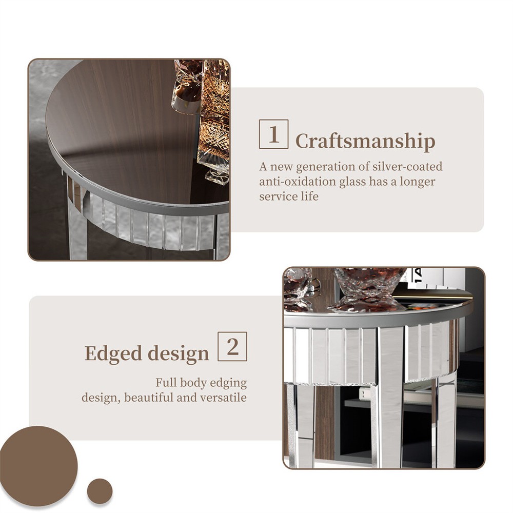 Luxury Silver Crystal Mirrored Sofa Side End Bedside Accent Table Bedroom Decor