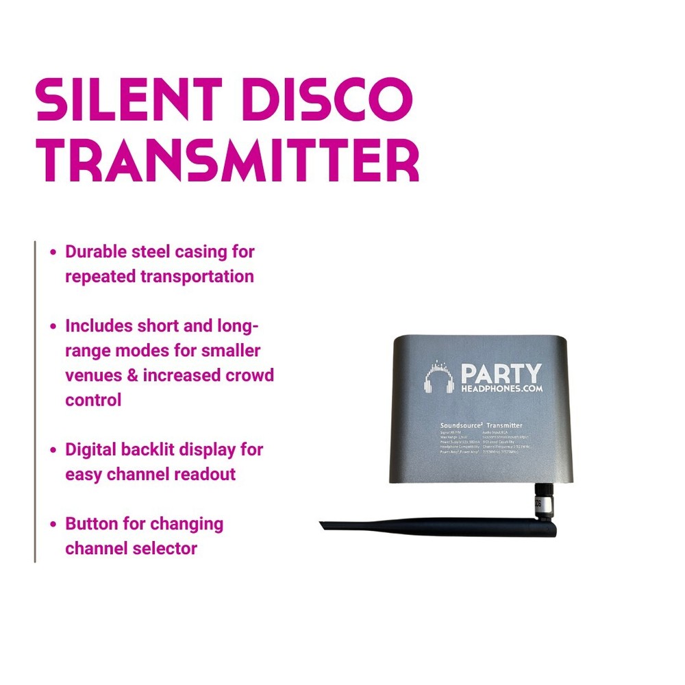 Silent Disco Transmitter | Party Headphones | RF | A/C Powered | 1500ft Range