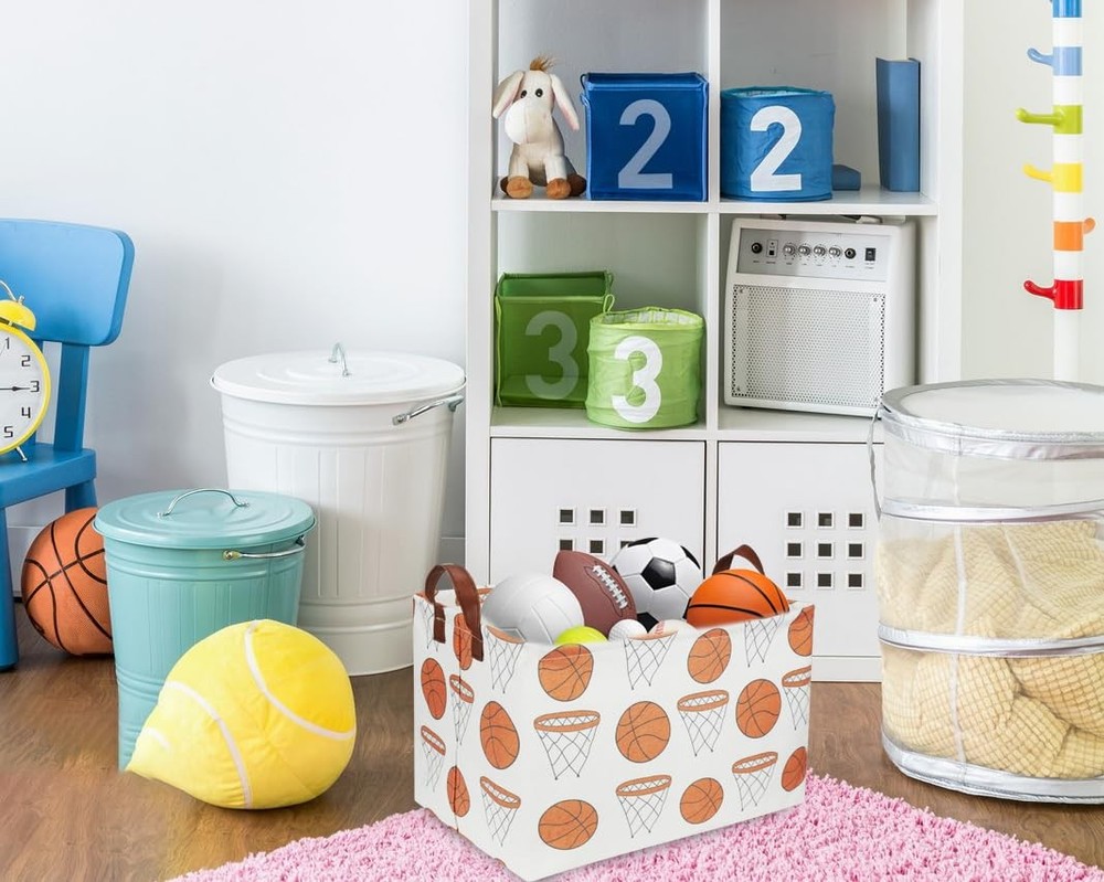 Rectangular Basketball Basket for Kids Waterproof PE Coating Boys Bin