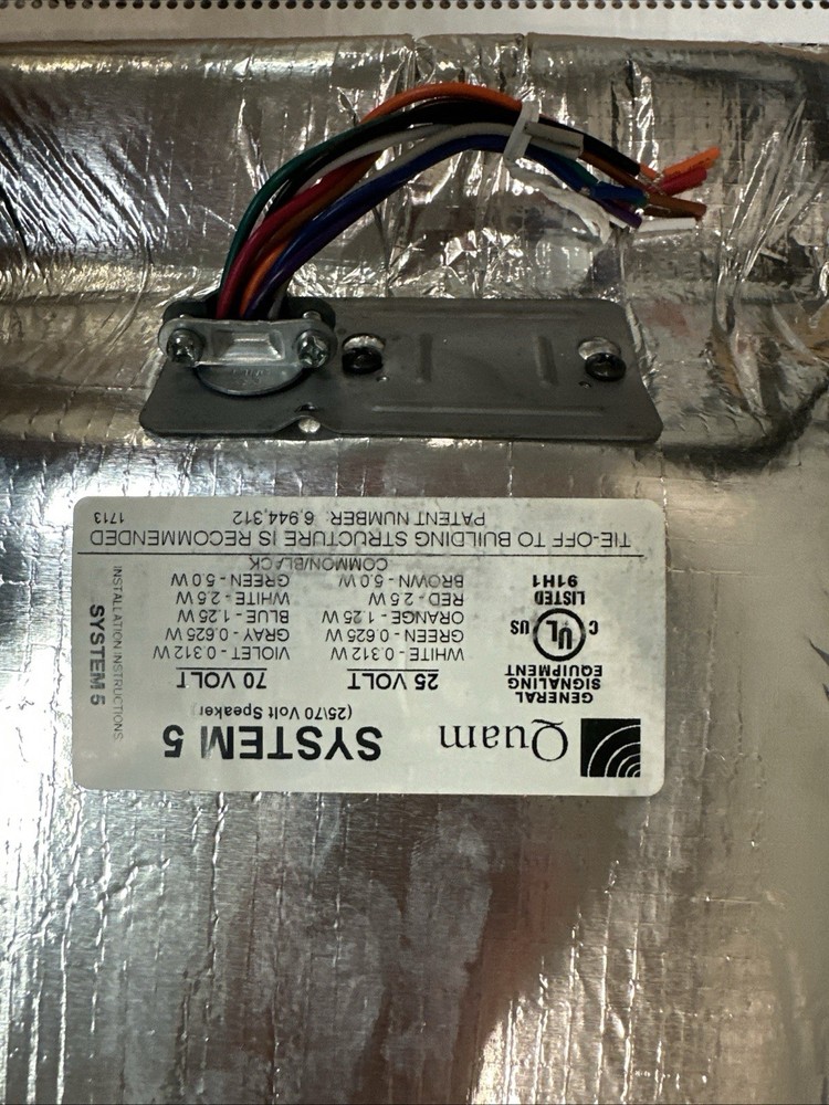 Quam System 5/8 1' x 2' class Ceiling Speaker 8Ω Missing 24” T Bar
