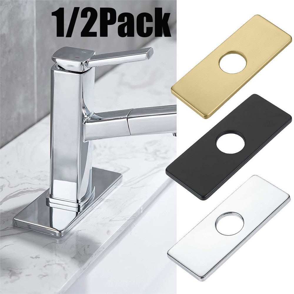 1/2Pack Kitchen Sink Faucet Hole Cover Deck Plate Stainless Steel Baseplate Hole