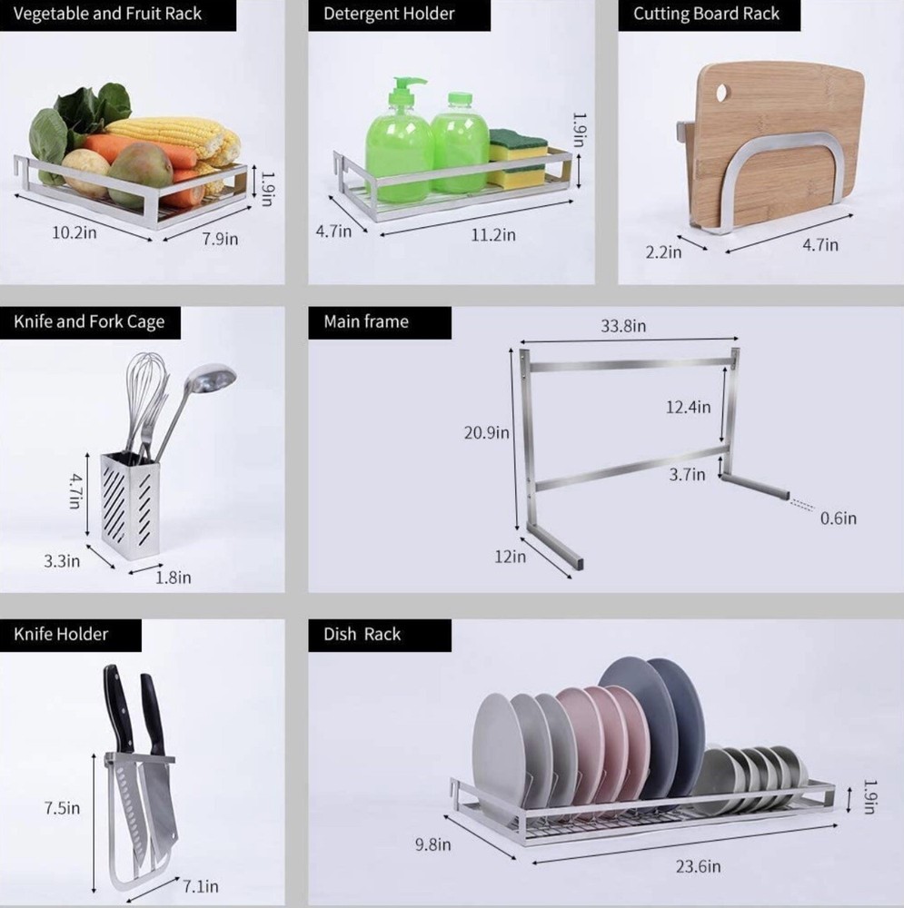 IstBoom expandable over the sink dish drying rack-silver