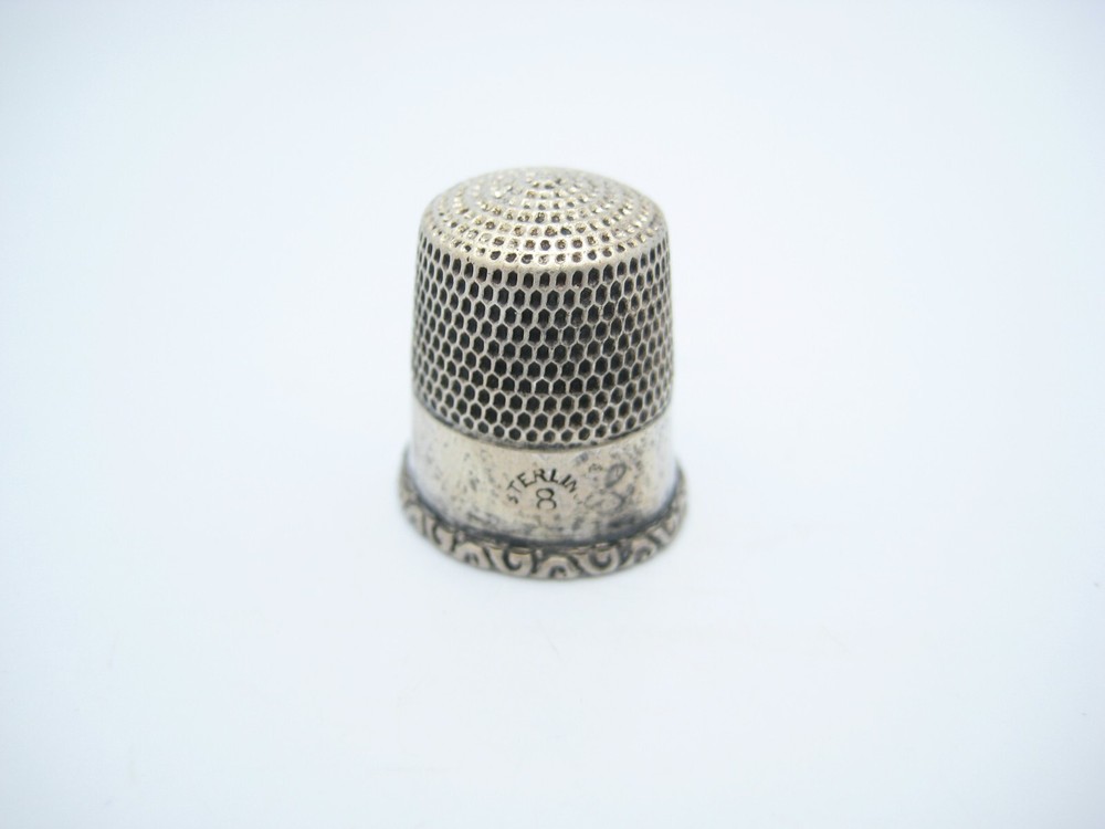 Antique Sterling Silver 16.2mm Sewing Thimble Size 8