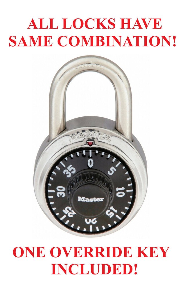 Master Lock 1525 Combination 2 Padlocks ALL LOCKS SAME COMBINATION W/Control Key