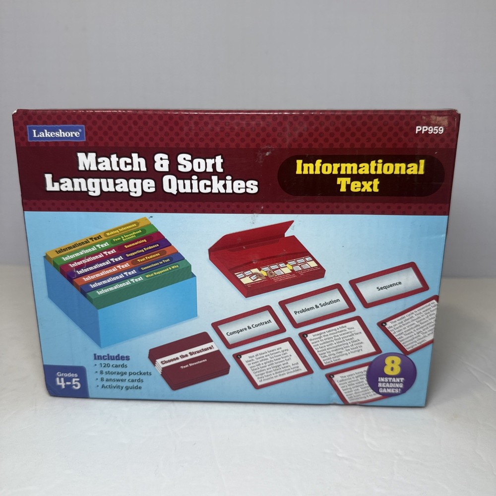 Lakeshore Match & Sort Language Quickies Informational Text Grades 4-5