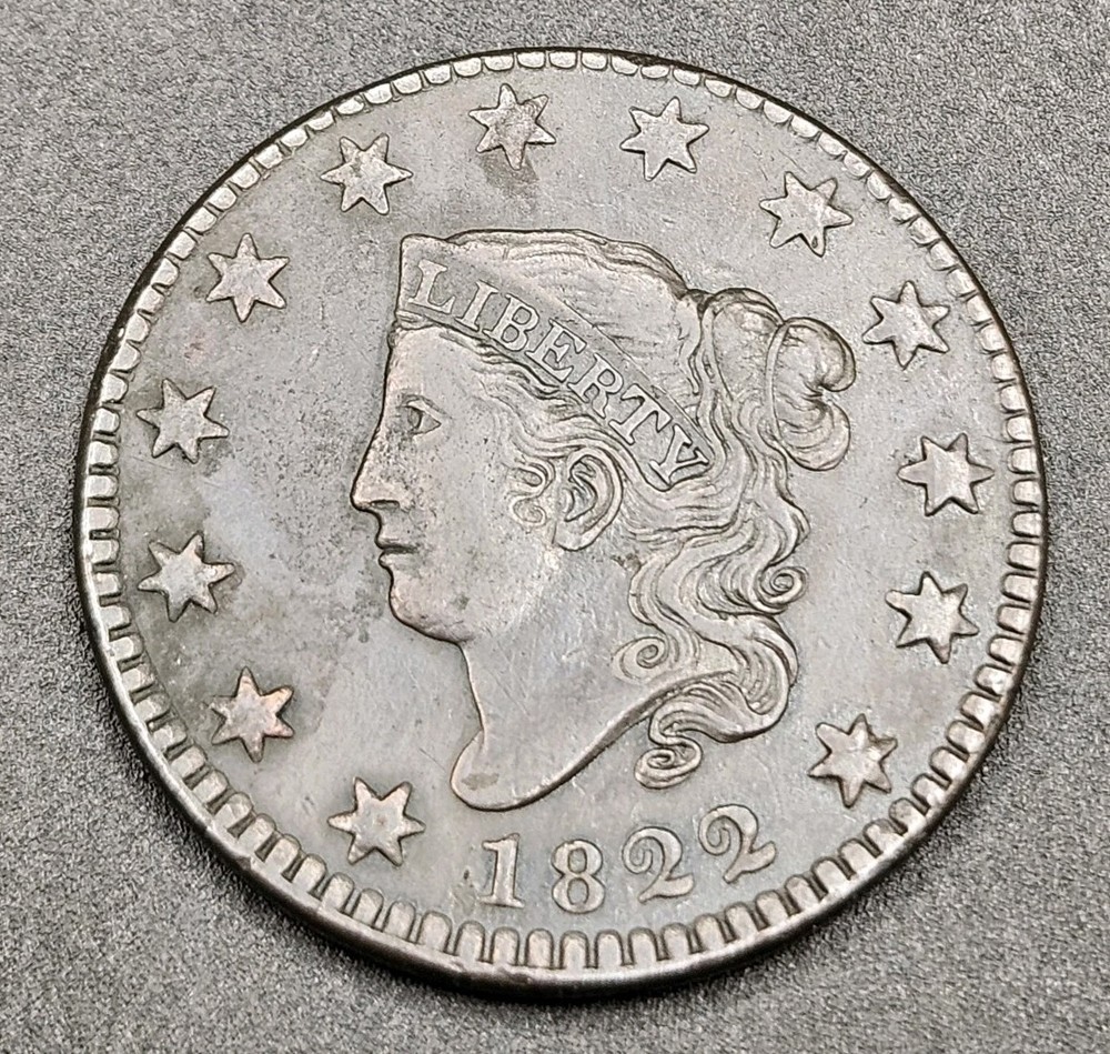 1822 Coronet Head Large Cent | EXTRA FINE Details