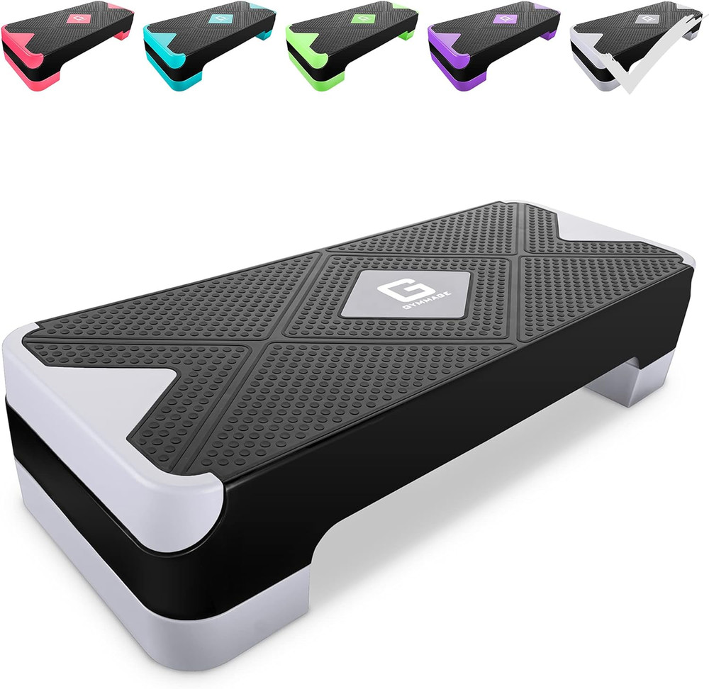 Adjustable Workout Aerobic Stepper, Aerobic Exercise Step Platform with 2 Risers