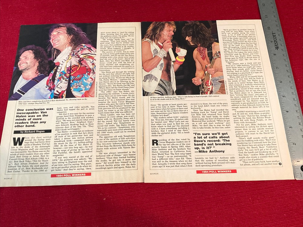 Van Halen Voted Best Group 8-page 1985 Print Article