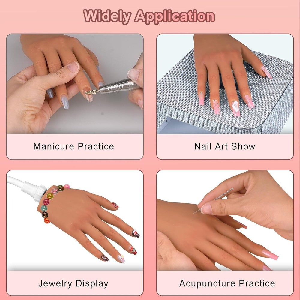 Bendable Acrylic Nail Practice Hand with Deep Nail Groove - Easy Maintenance