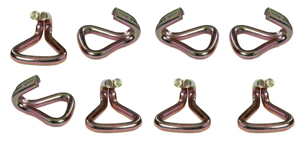 8 pcs - 2" 5T JJ Double J Wire Hook tie down strap cargo webbing rigging