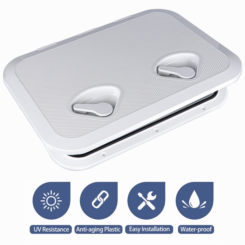 2Pcs White Marine Boat Deck Rectangular Access Hatch Handle Lock 17 in*9.6 in