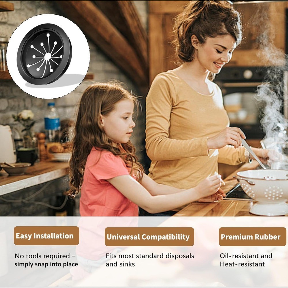 Garbage Disposal Splash Guard 2 Pack Rubber Sink Drain Protector Baffle 3-1/8