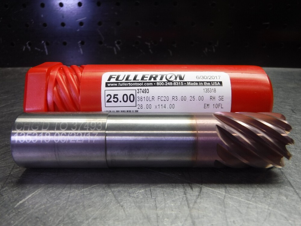 Fullerton Tool 25mm Solid Carbide Endmill 10 Flute 37493 (LOC1512)