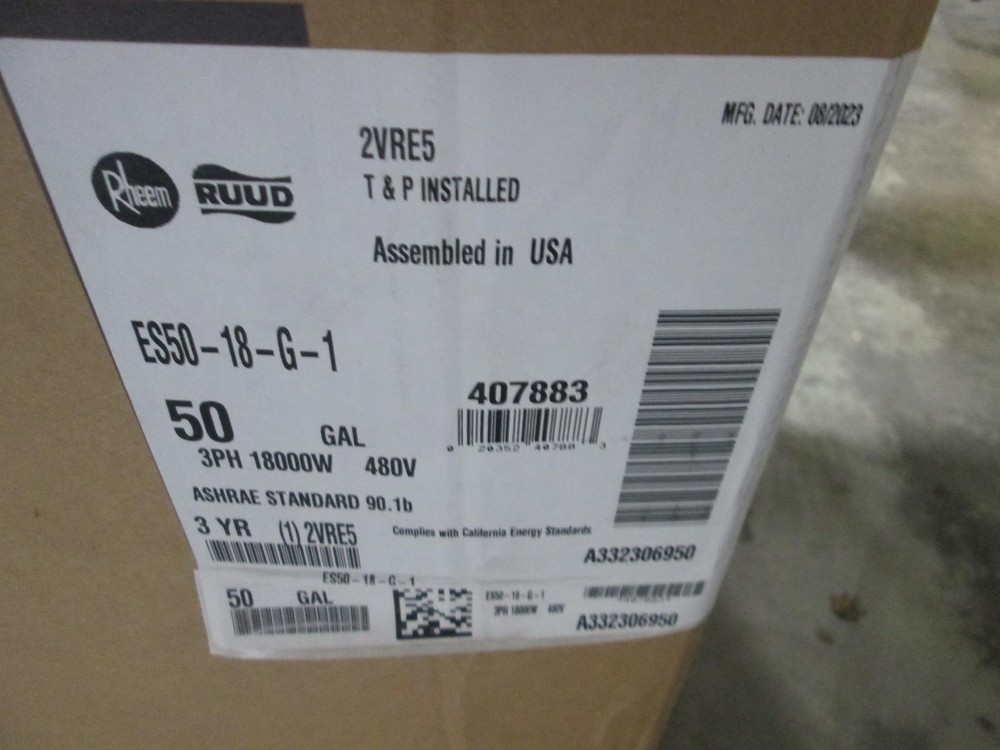 RHEEM ES50-18-G-1 50 GALLON WATER HEATER