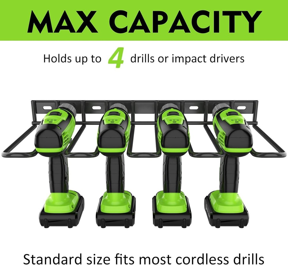 Power Tool Organizer Drill Holder Wall Mount Thickened Drill Rack 50 Lbs Garage