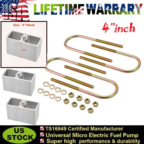 Universal 4” Leaf Spring Lowering Block Kit with U-Bolt & Installation Hardware