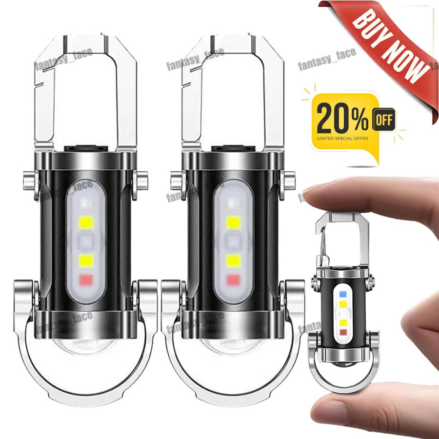 2xPortable Rechargeable Bright Keychain Flashlight Phone Charger,Emboadlie Mode